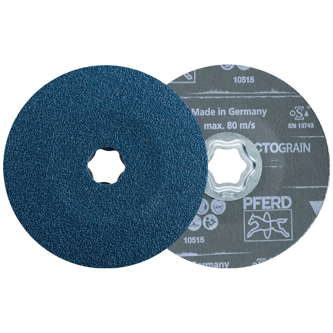 PFERD TOOLS COMBICLICK Fiberscheibe Ø 125 mm VICTOGRAIN 80 Höchstleistung auf Stahl
