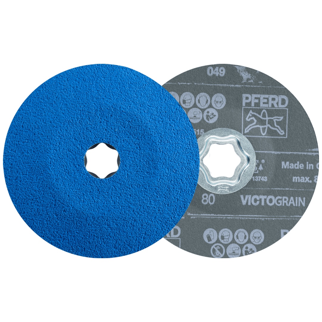 PFERD TOOLS COMBICLICK Fiberscheibe Ø 125 mm VICTOGRAIN-COOL80 für Stahl und Edelstahl