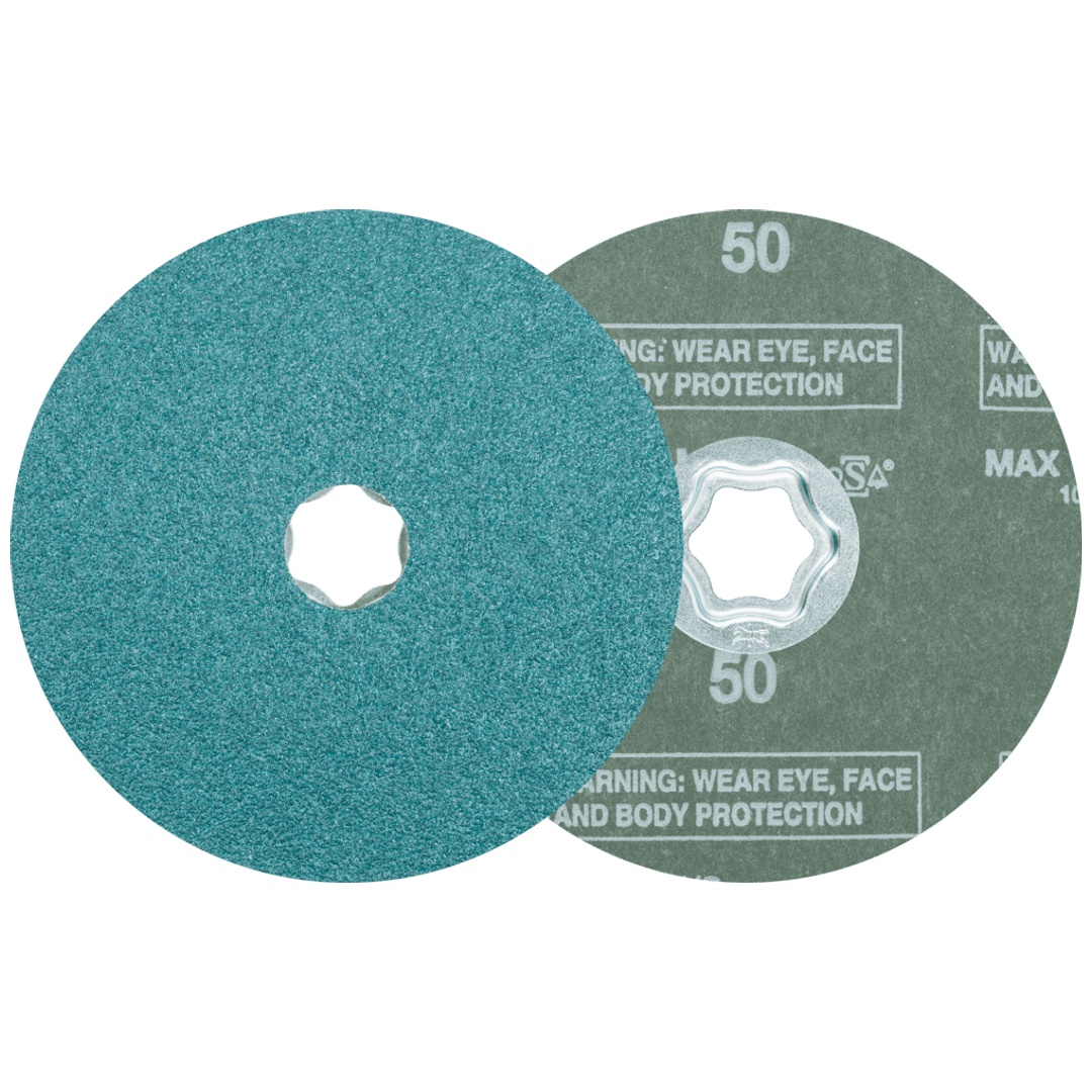 PFERD TOOLS COMBICLICK Zirkon Fiberscheibe Ø 125 mm Z50 für hohen Abtrag auf Stahl