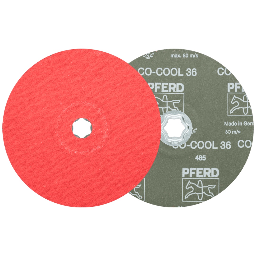 PFERD TOOLS COMBICLICK Keramikkorn Fiberscheibe Ø 180mm CO-COOL36 für Edelstahl