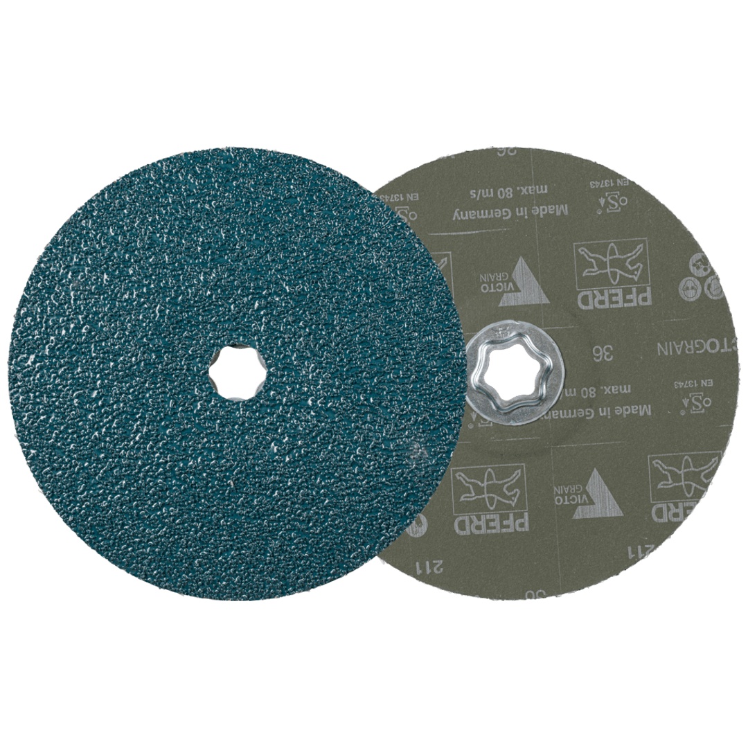PFERD TOOLS COMBICLICK Fiberscheibe Ø 180mm VICTOGRAIN 36 Höchstleistung auf Stahl