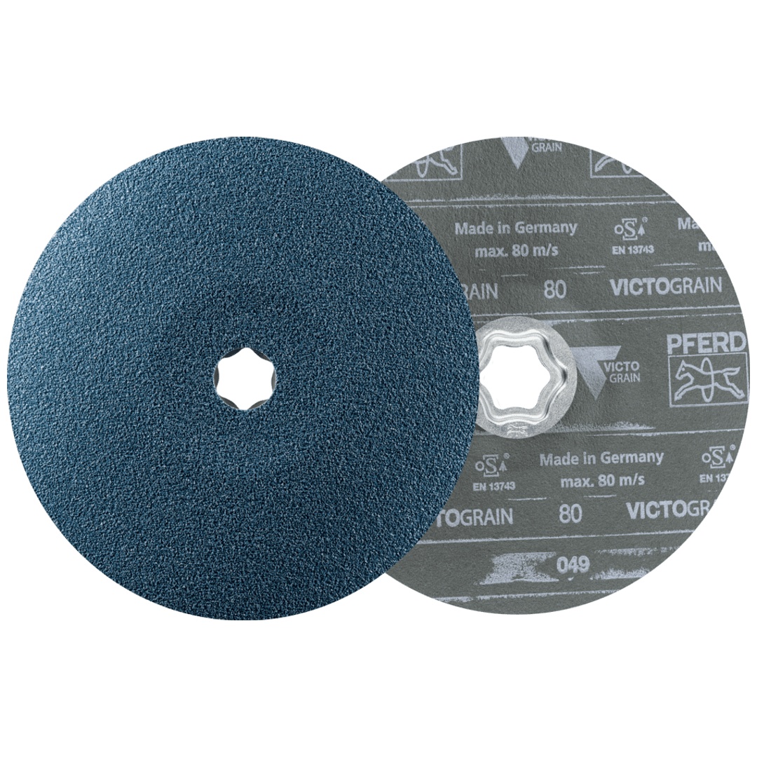 PFERD TOOLS COMBICLICK Fiberscheibe Ø 180mm VICTOGRAIN 80 Höchstleistung auf Stahl