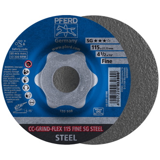 PFERD CC-GRIND FLEX Schleifscheibe 115x22,23 mm FINE Leistungslinie SG STEEL für Stahl