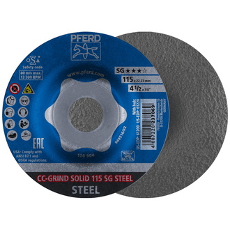 PFERD CC-GRIND SOLID Schleifscheibe 115x22,23 mm COARSE Leistungslinie SG STEEL für Stahl