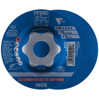 PFERD CC-GRIND SOLID Schleifscheibe 115x22,23 mm COARSE Speziallinie SGP INOX für Edelstahl