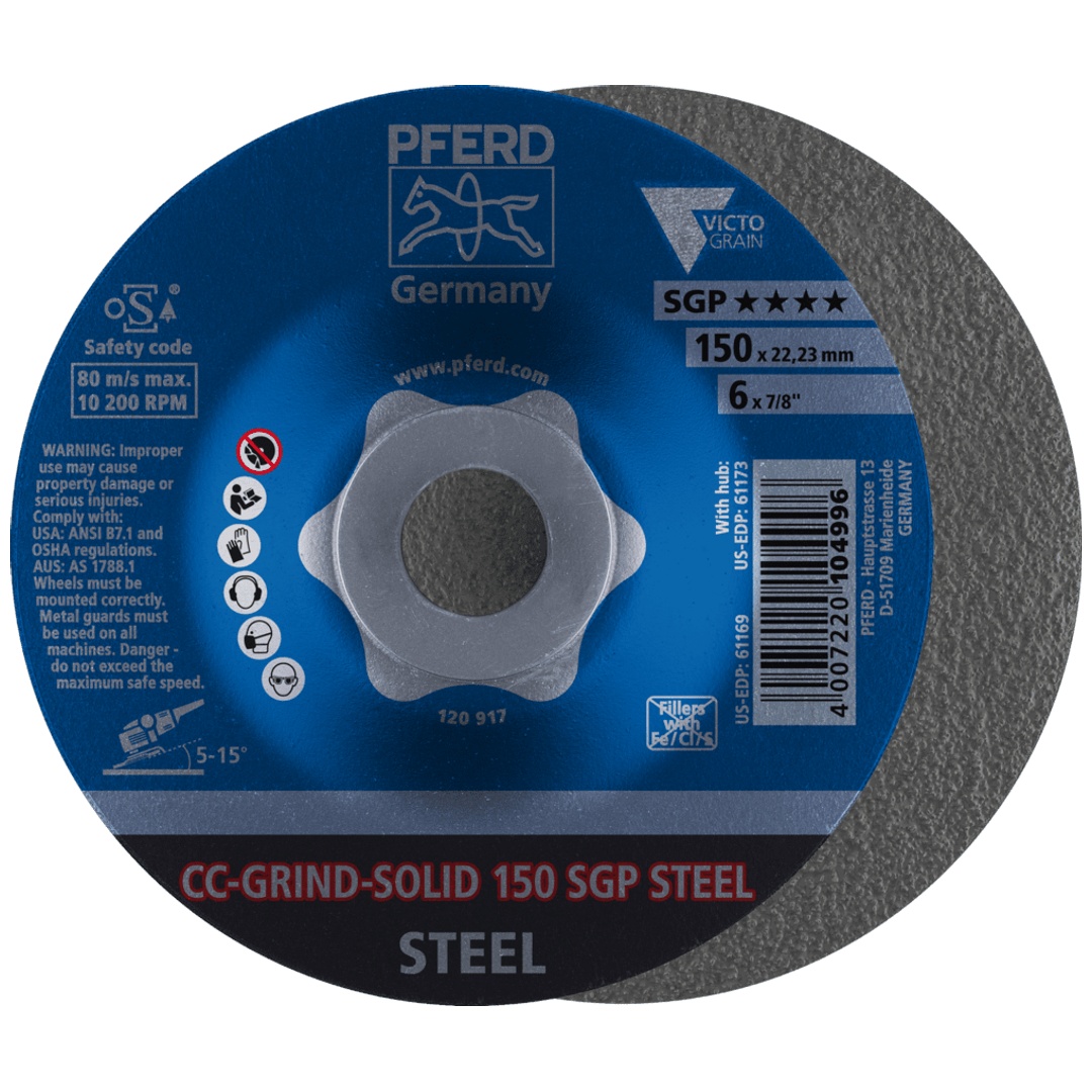 PFERD TOOLS CC-GRIND SOLID Schleifscheibe 150x22,23 mm COARSE Speziallinie SGP STEEL für Stahl
