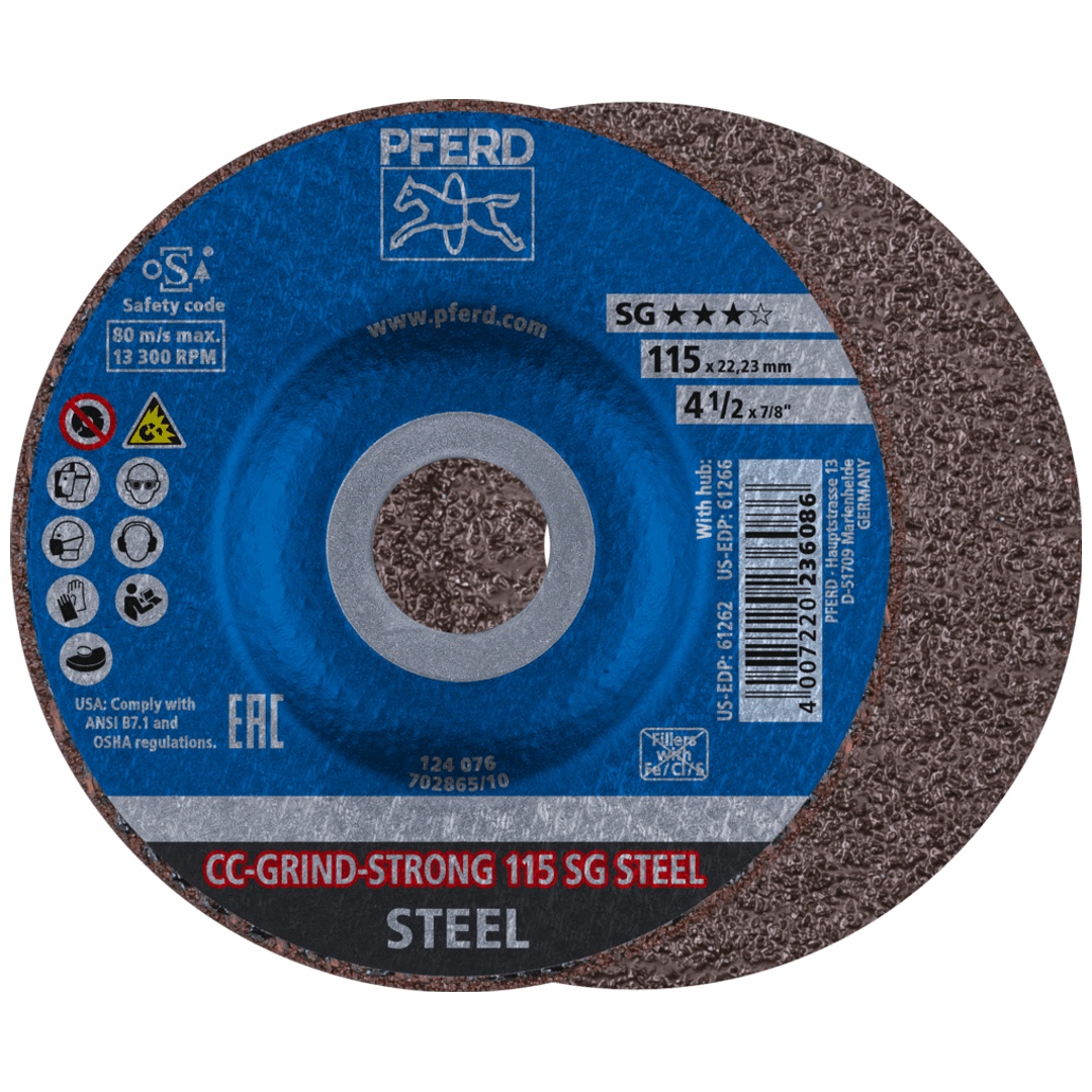 PFERD TOOLS CC-GRIND STRONG Schleifscheibe 115x22,23 mm COARSE Leistungslinie SG STEEL für Stahl