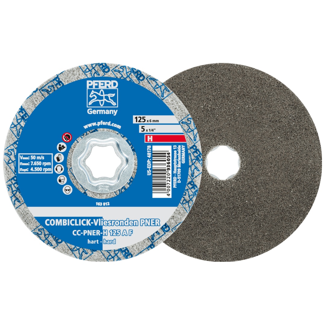 PFERD TOOLS COMBICLICK verpresste Vliesronde CC PNER Ø 125 mm Hart A Fein für Finish