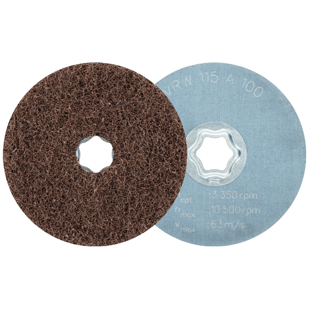 PFERD TOOLS COMBICLICK weiche Vliesronde CC Ø 115 mm A100 zum reinigen und satinieren mit Winkelschleifer