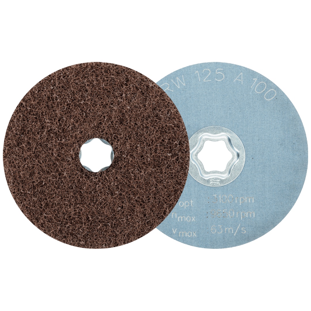 PFERD TOOLS COMBICLICK weiche Vliesronde CC Ø 125 mm A100 zum reinigen und satinieren mit Winkelschleifer