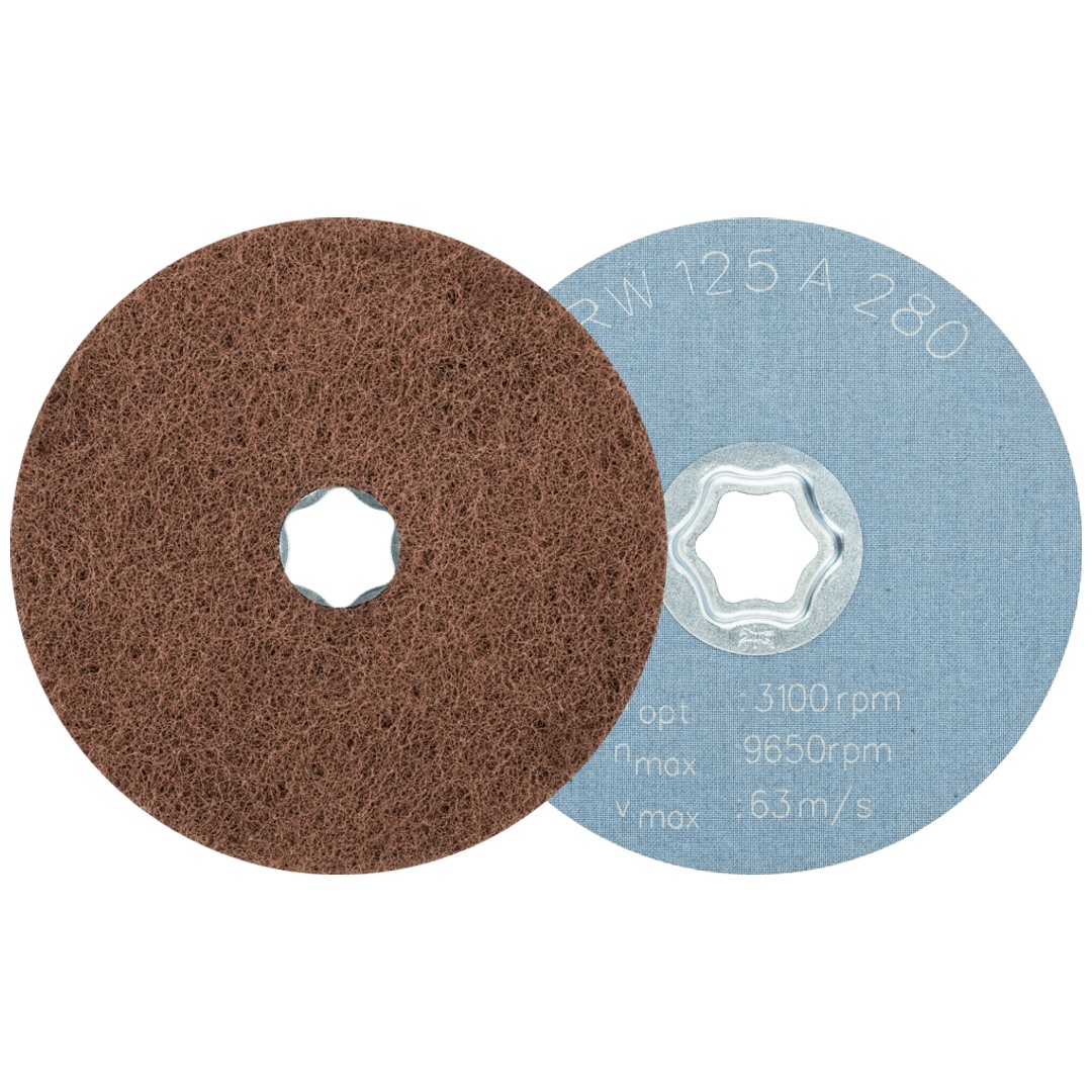 PFERD TOOLS COMBICLICK weiche Vliesronde CC Ø 125 mm A280 zum reinigen und satinieren mit Winkelschleifer