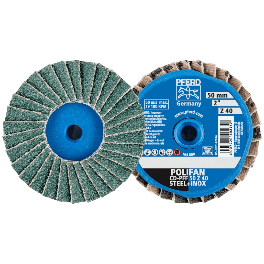 PFERD TOOLS COMBIDISC Zirkon Mini-POLIFAN CD Ø 50mm Z40 für gehärteten Stahl