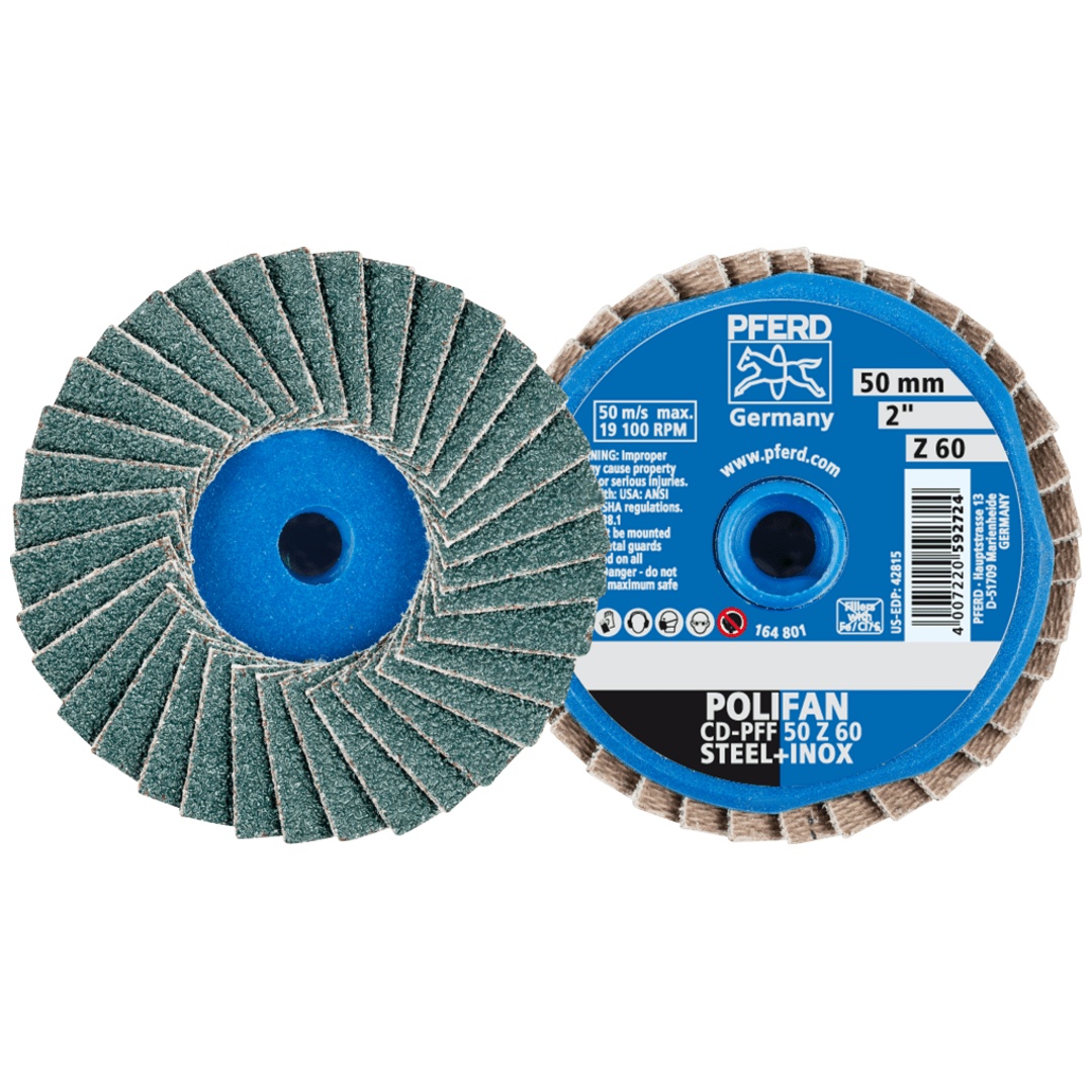 PFERD TOOLS COMBIDISC Zirkon Mini-POLIFAN CD Ø 50mm Z60 für gehärteten Stahl