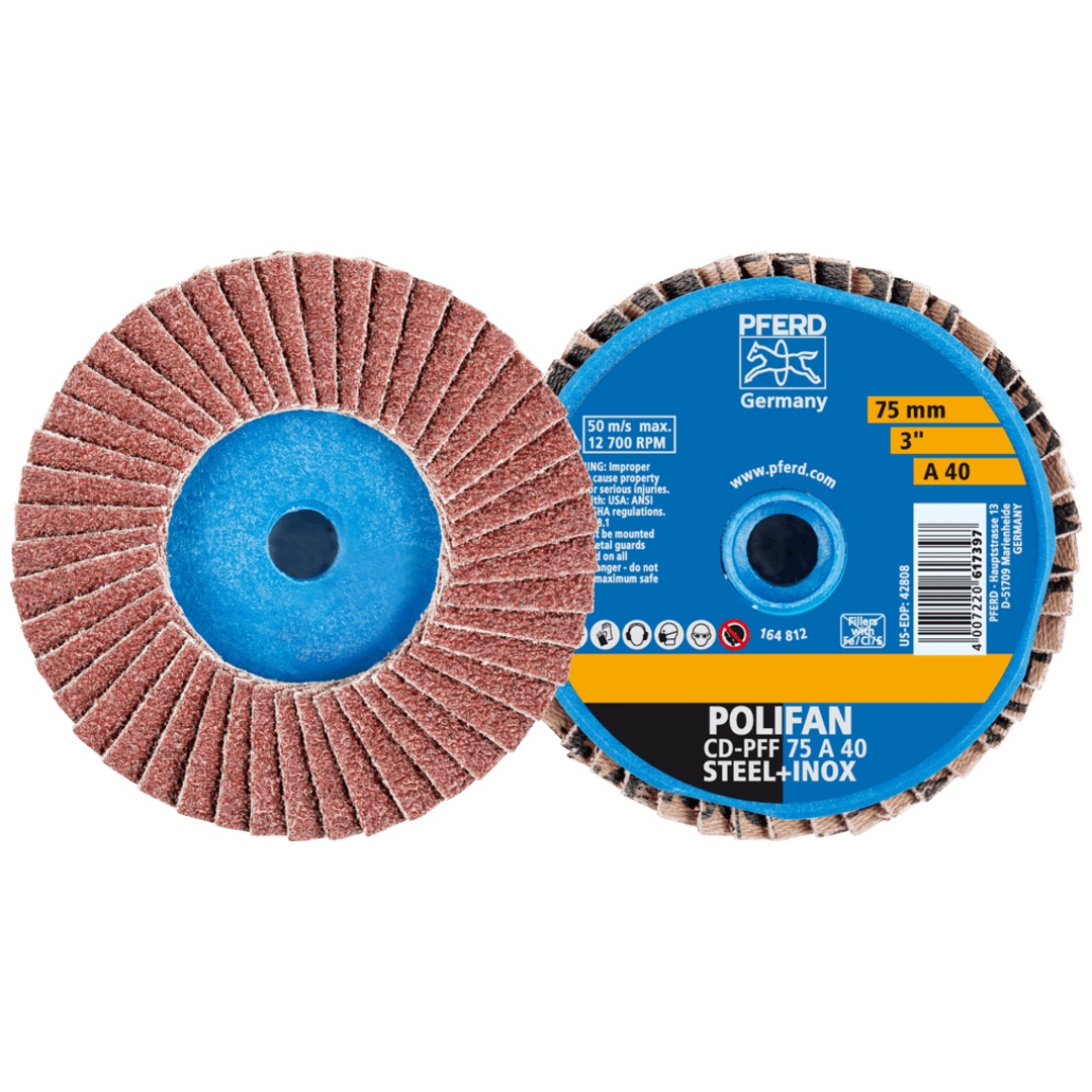 PFERD TOOLS COMBIDISC Korund Mini-POLIFAN CD Ø 75 mm A40 für universelle Anwendungen