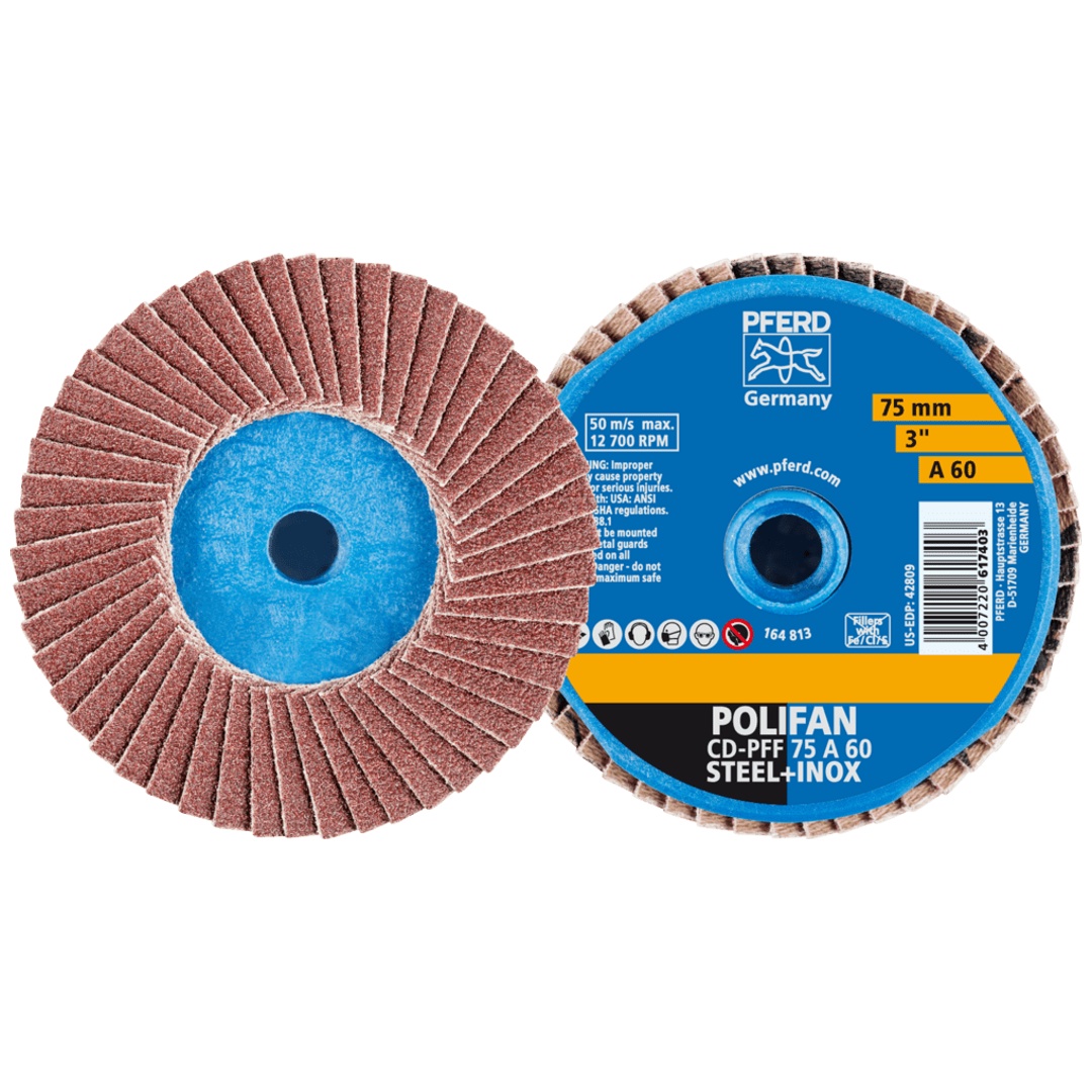 PFERD TOOLS COMBIDISC Korund Mini-POLIFAN CD Ø 75 mm A60 für universelle Anwendungen