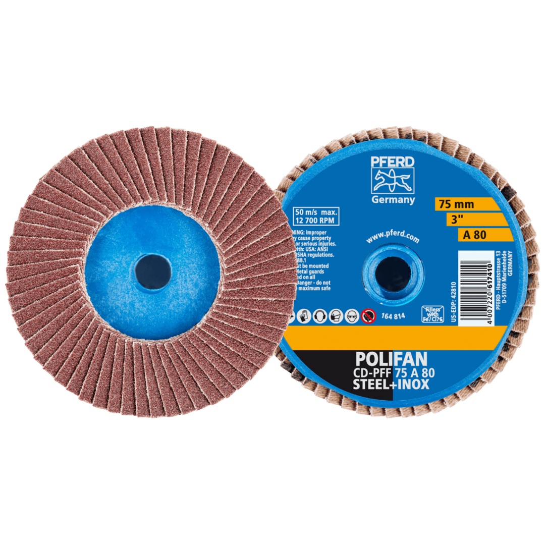 PFERD TOOLS COMBIDISC Korund Mini-POLIFAN CD Ø 75 mm A80 für universelle Anwendungen
