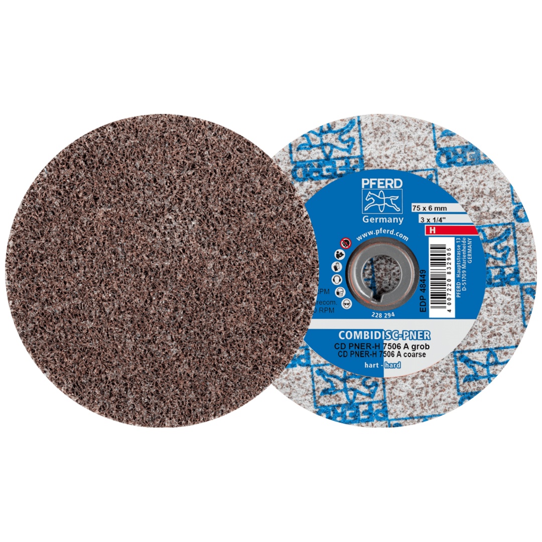 PFERD TOOLS COMBIDISC verpresste Vliesronde CD PNER Ø 75 mm Hart A Grob für Finish