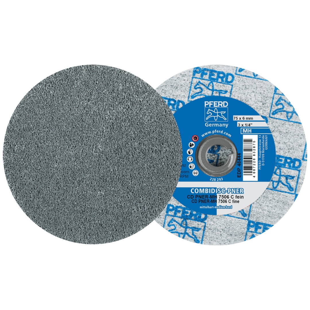 PFERD TOOLS COMBIDISC verpresste Vliesronde CD PNER Ø 75 mm Mittehart SIC Fein für Finish