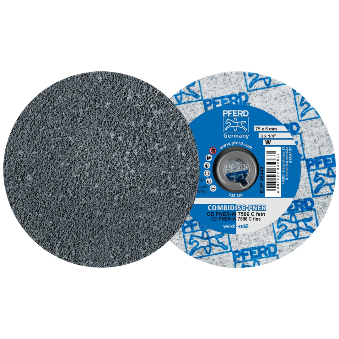 PFERD TOOLS COMBIDISC verpresste Vliesronde CD PNER Ø 75 mm Weich SIC Fein für Finish