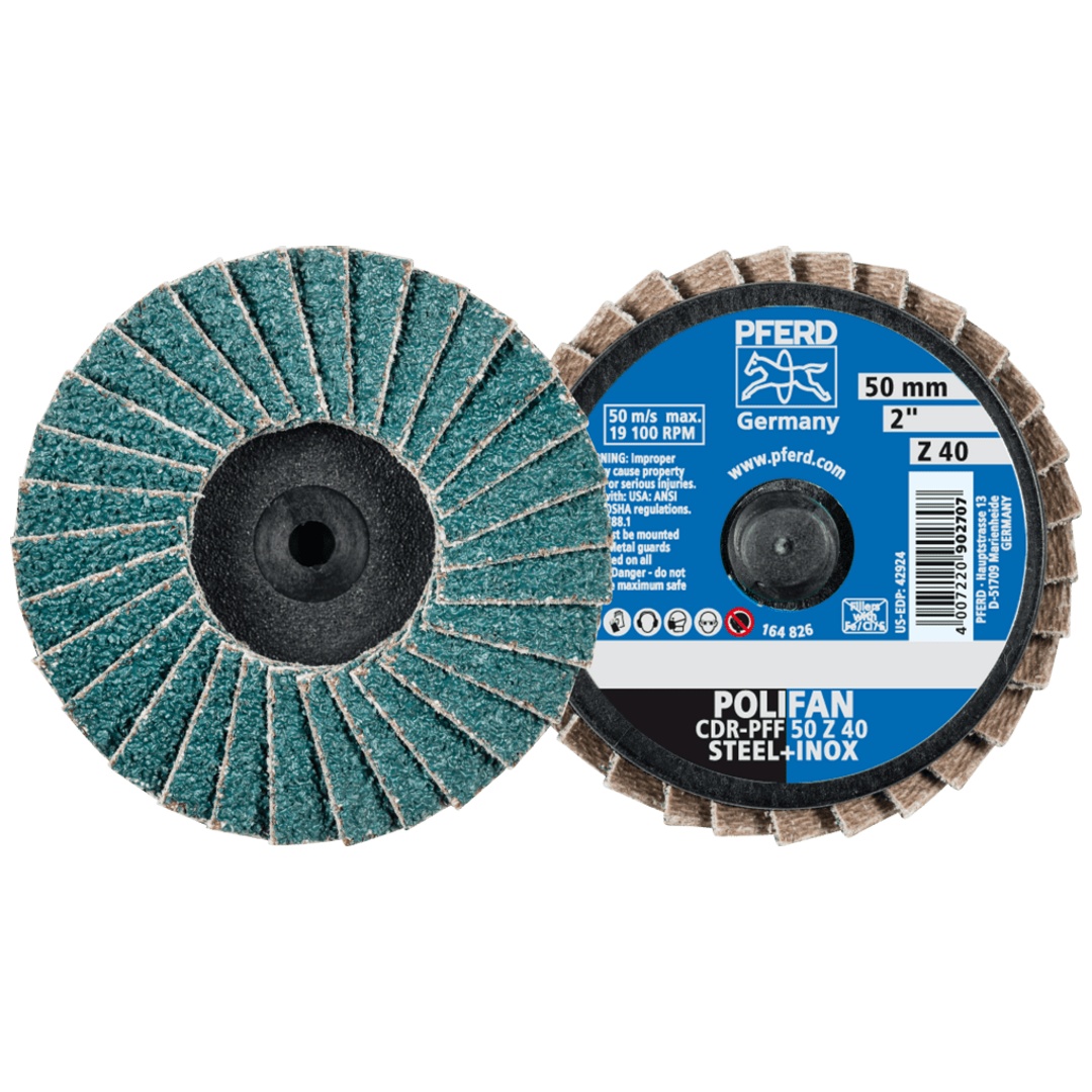 PFERD TOOLS COMBIDISC Zirkon Mini-POLIFAN CDR Ø 50mm Z40 für gehärteten Stahl