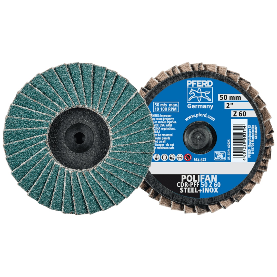 PFERD TOOLS COMBIDISC Zirkon Mini-POLIFAN CDR Ø 50mm Z60 für gehärteten Stahl