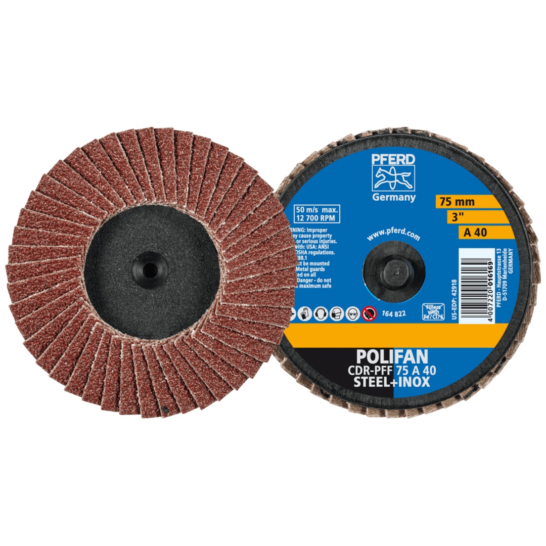 PFERD TOOLS COMBIDISC Korund Mini-POLIFAN CDR Ø 75 mm A40 für universelle Anwendungen