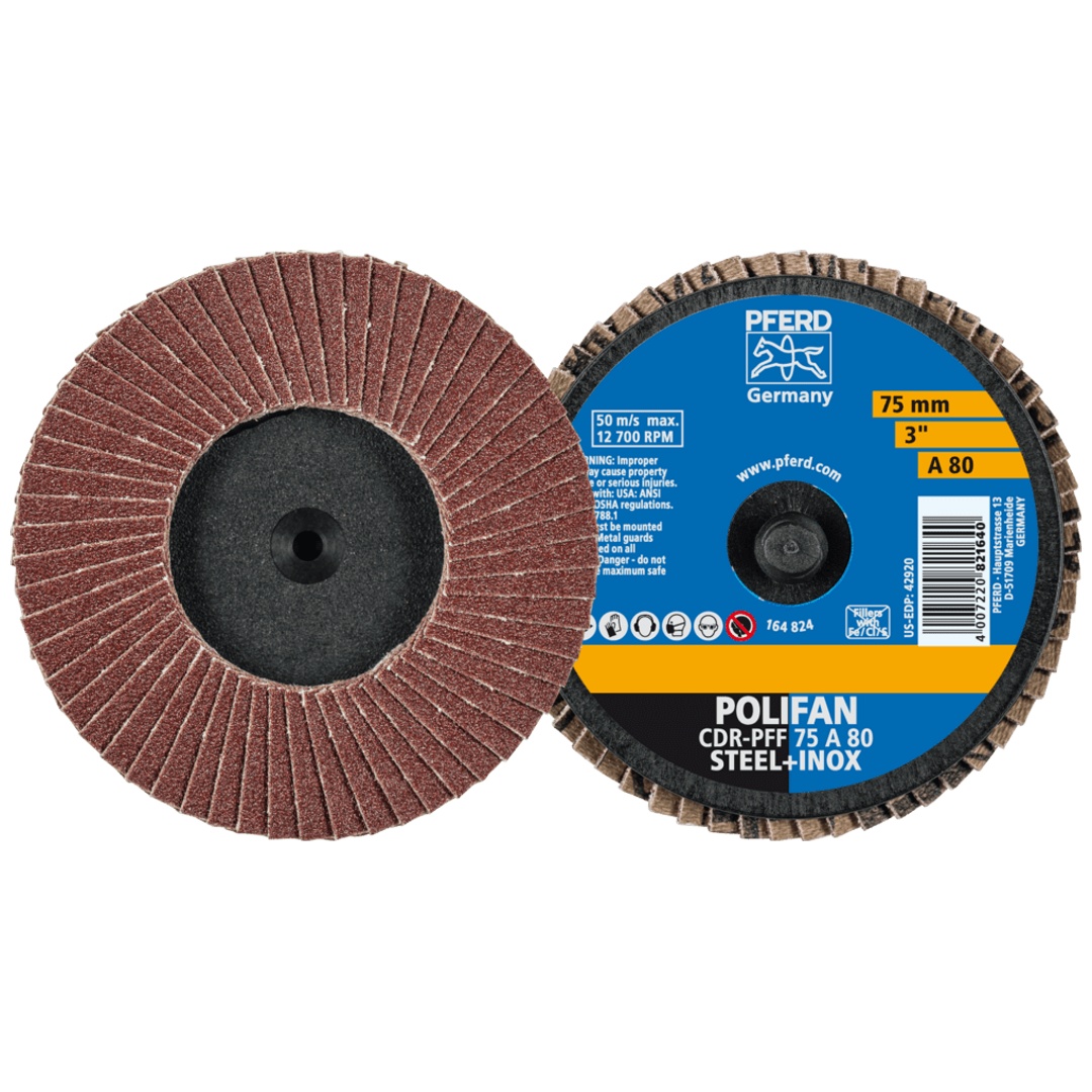 PFERD TOOLS COMBIDISC Korund Mini-POLIFAN CDR Ø 75 mm A80 für universelle Anwendungen