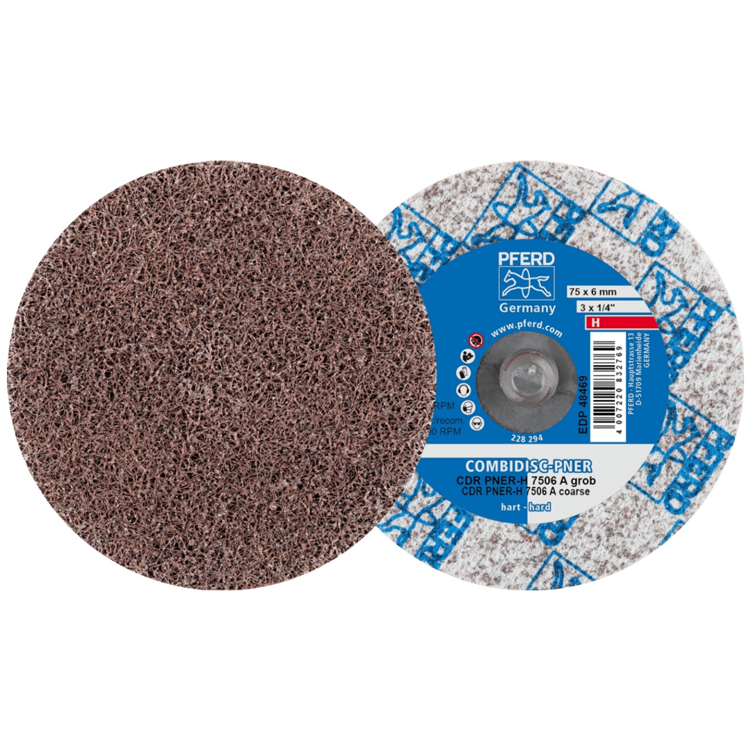 PFERD TOOLS COMBIDISC verpresste Vliesronde CDR PNER Ø 75 mm Hart A Grob für Finish