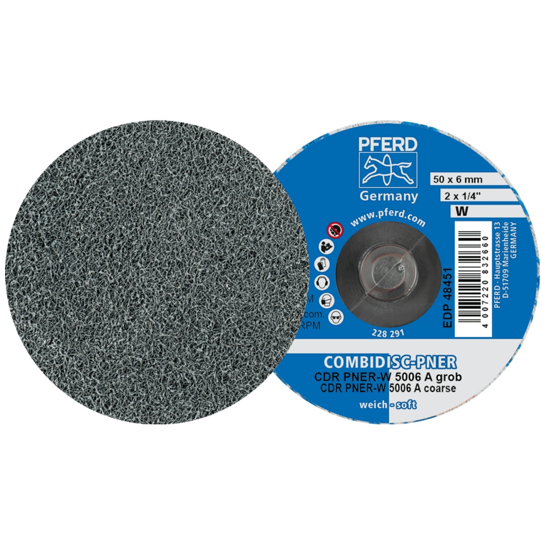 PFERD TOOLS COMBIDISC verpresste Vliesronde CDR PNER Ø 50mm Weich A Grob für Finish