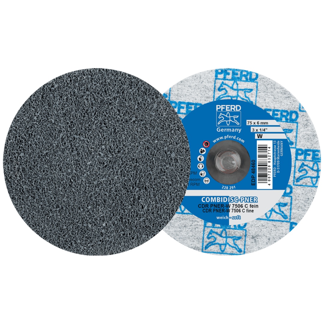 PFERD TOOLS COMBIDISC verpresste Vliesronde CDR PNER Ø 75 mm Weich SIC Fein für Finish