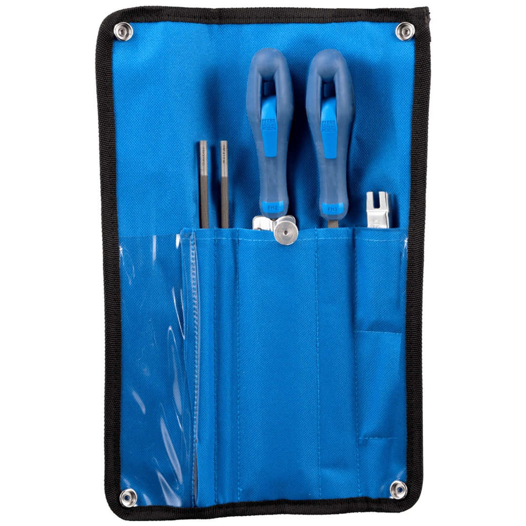 PFERD TOOLS Kettensägenschärf-Set 5,16 mm 13/64 für Kettenteilung 3/8 in Rolltasche