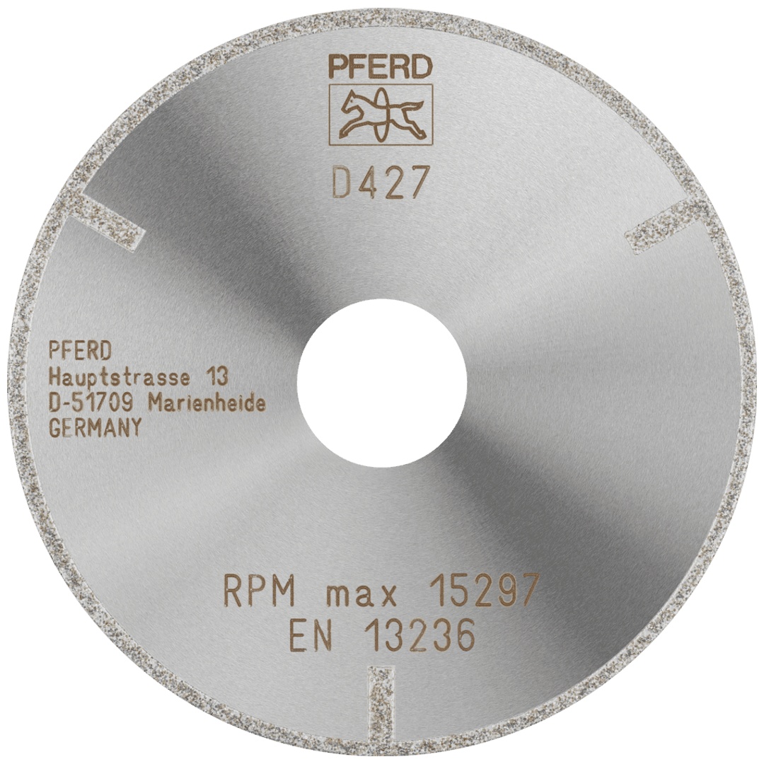 PFERD TOOLS Diamant-Trennscheibe D1A1R 100x2,0x22,23 mm D427 (grob) mit Schutzsegment für GFK/CFK