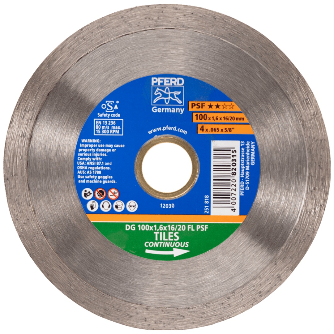 PFERD TOOLS Diamant-Trennscheibe DG FL 100x1,6x16/20 mm PSF z. Trennen v. Fliesen, hohe Schnittqualität