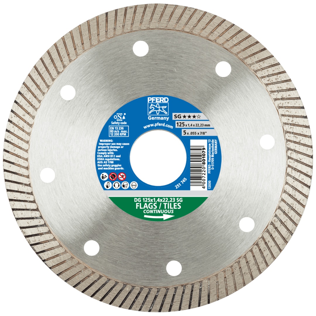 PFERD TOOLS Diamant-Trennscheibe DG FL 125x1,4x22,23 mm SG z. Trennen v. Fliesen, hohe Schnittqualität