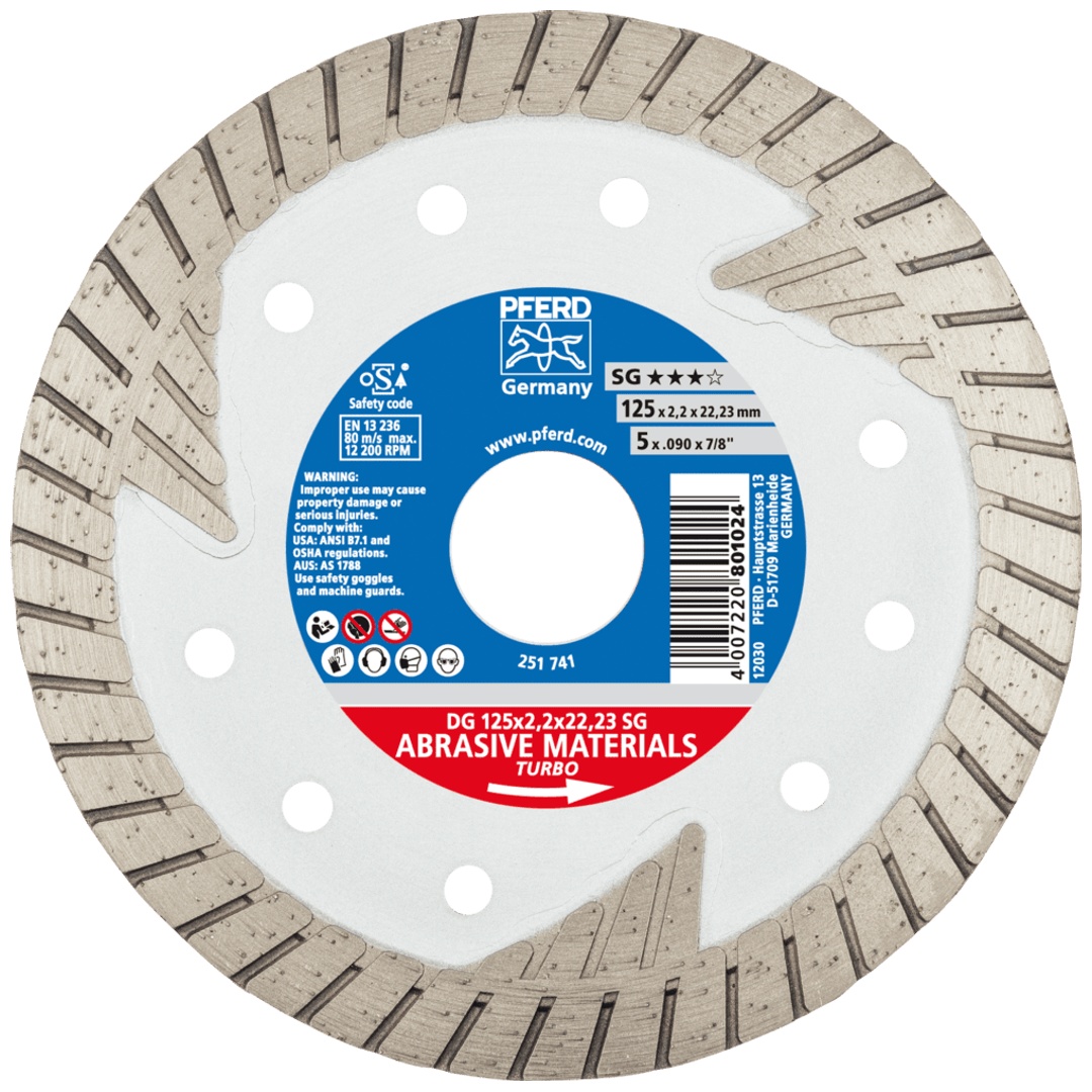 PFERD TOOLS Diamant-Trennscheibe DG 125x2,2x22,23 mm SG z. Trennen v. Stein/Beton,hohe Schnittqualität p1240470