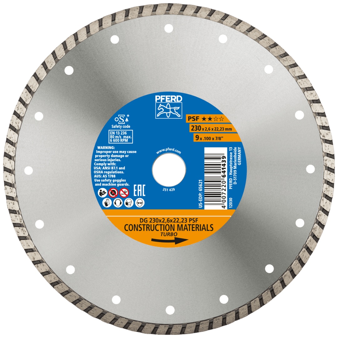 PFERD TOOLS Diamant-Trennscheibe DG 230x2,6x22,23 mm PSF z. Trennen v. Stein/Beton,hohe Schnittqualität