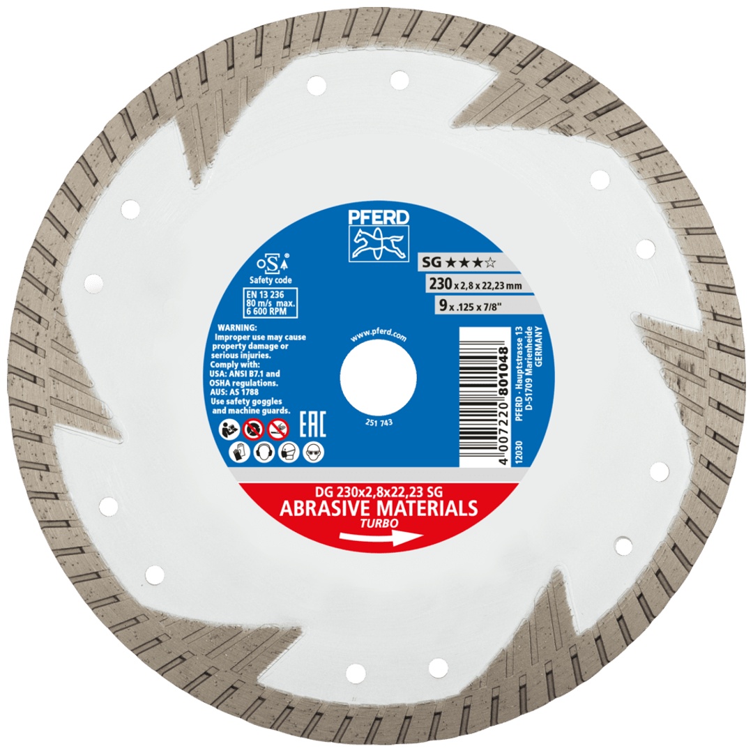 PFERD TOOLS Diamant-Trennscheibe DG 230x2,8x22,23 mm SG z. Trennen v. Stein/Beton,hohe Schnittqualität