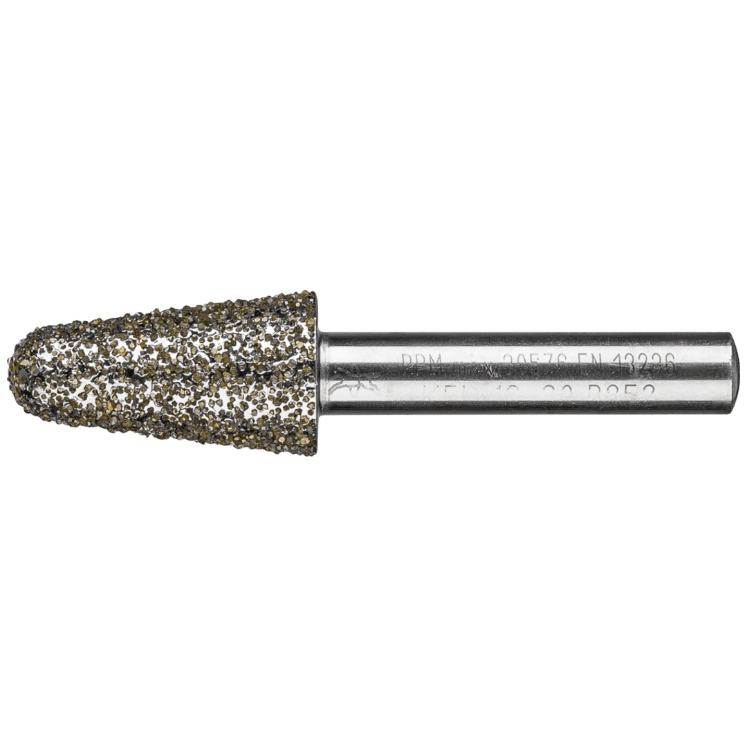 PFERD TOOLS Diamant-Schleifstift Kegel Ø16,0mm Schaft-Ø8 mm D852 (sehr grob) zum Schleifen von Grau-und Sphäroguss
