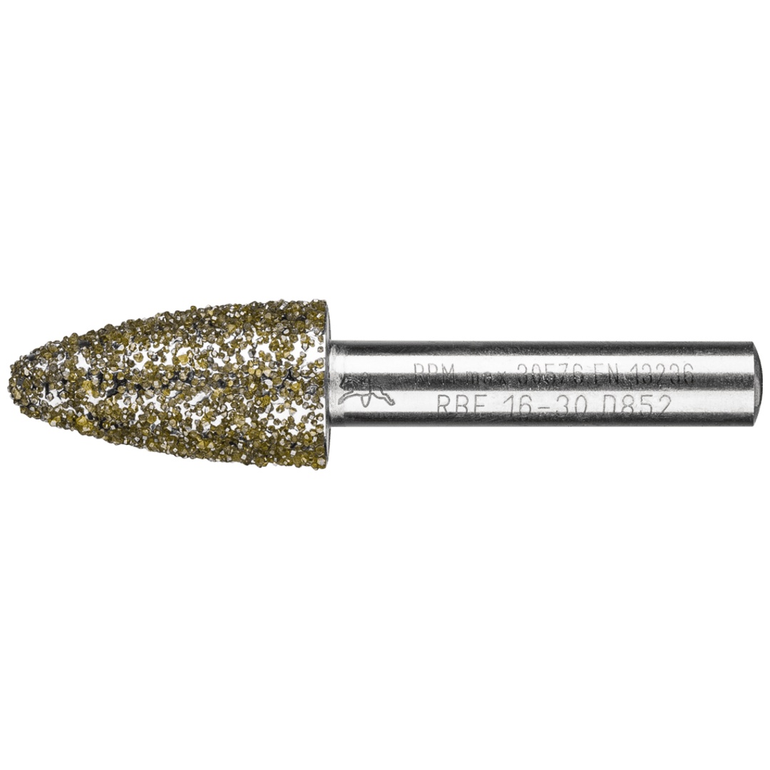 PFERD TOOLS Diamant-Schleifstift Rundbogen Ø16,0mm Schaft-Ø8 mm D852 (sehr grob) zum Schleifen von Grau-und Sphäroguss