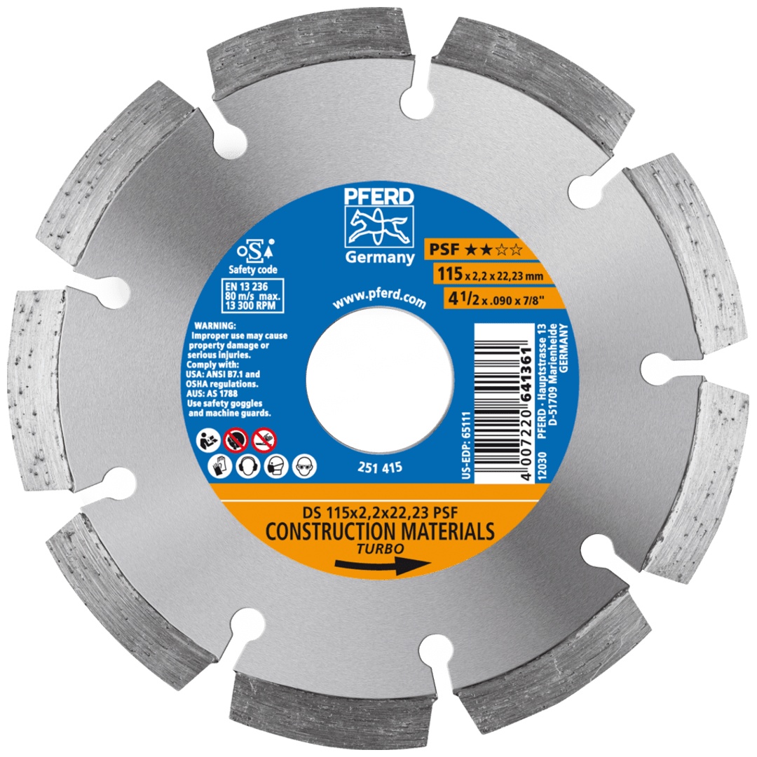 PFERD TOOLS Diamant-Trennscheibe DS 115x2,2x22,23 mm PSF für schnelles Trennen von Stein und Beton