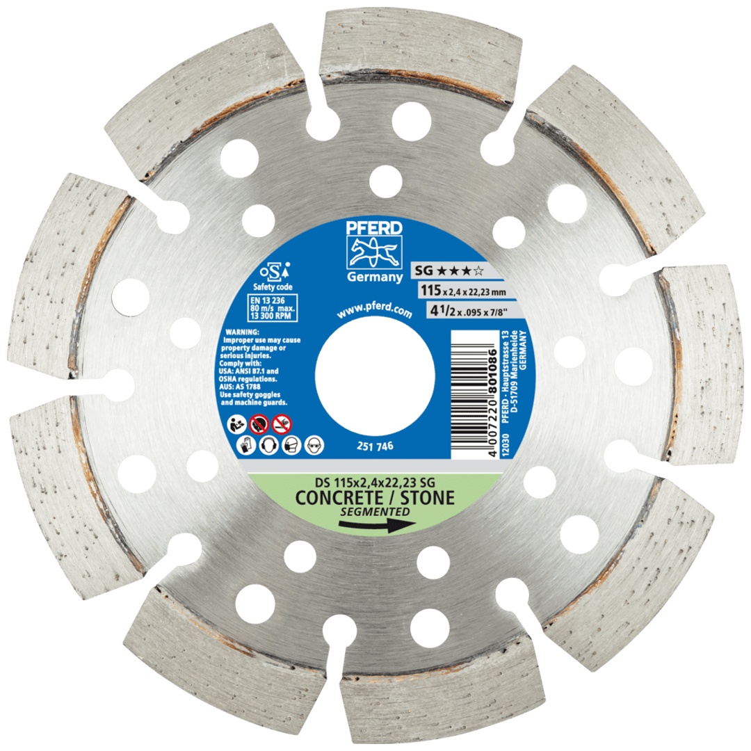 PFERD TOOLS Diamant-Trennscheibe DS 115x2,4x22,23 mm SG für schnelles Trennen von Stein und Beton