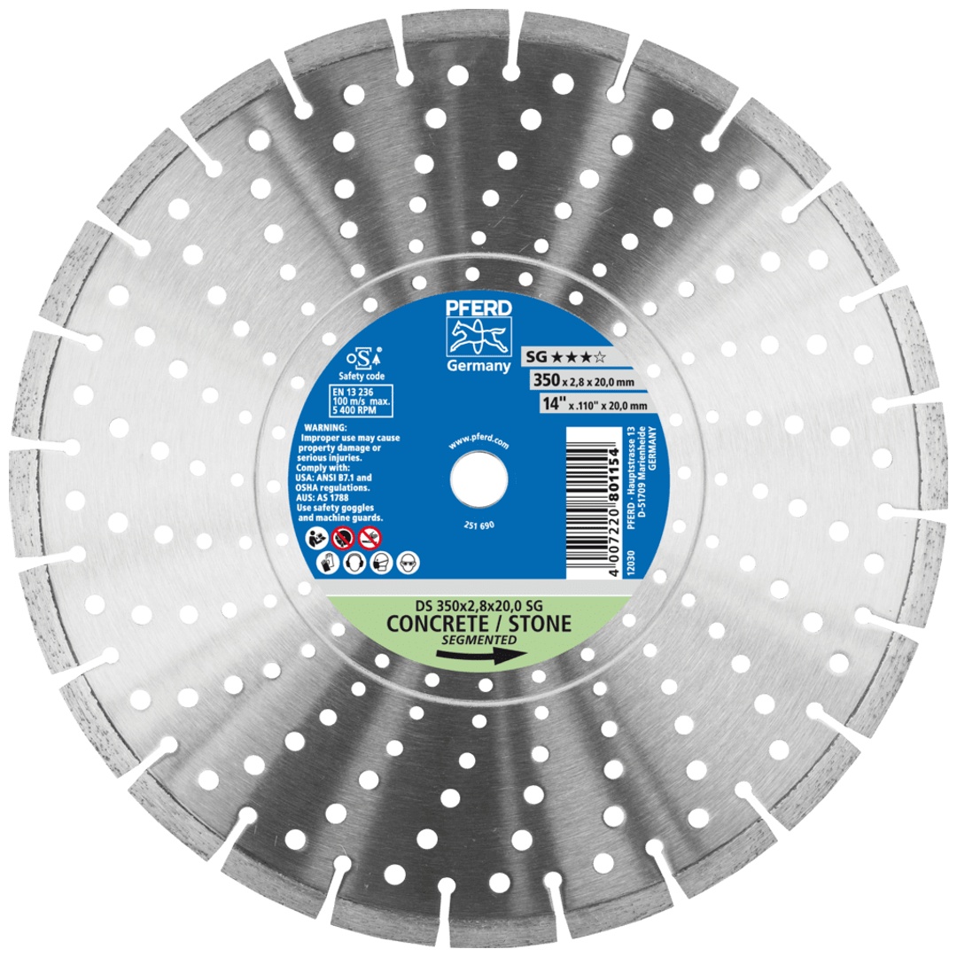 PFERD TOOLS Diamant-Trennscheibe DS 350x2,8x20,0mm SG für schnelles Trennen von Stein und Beton