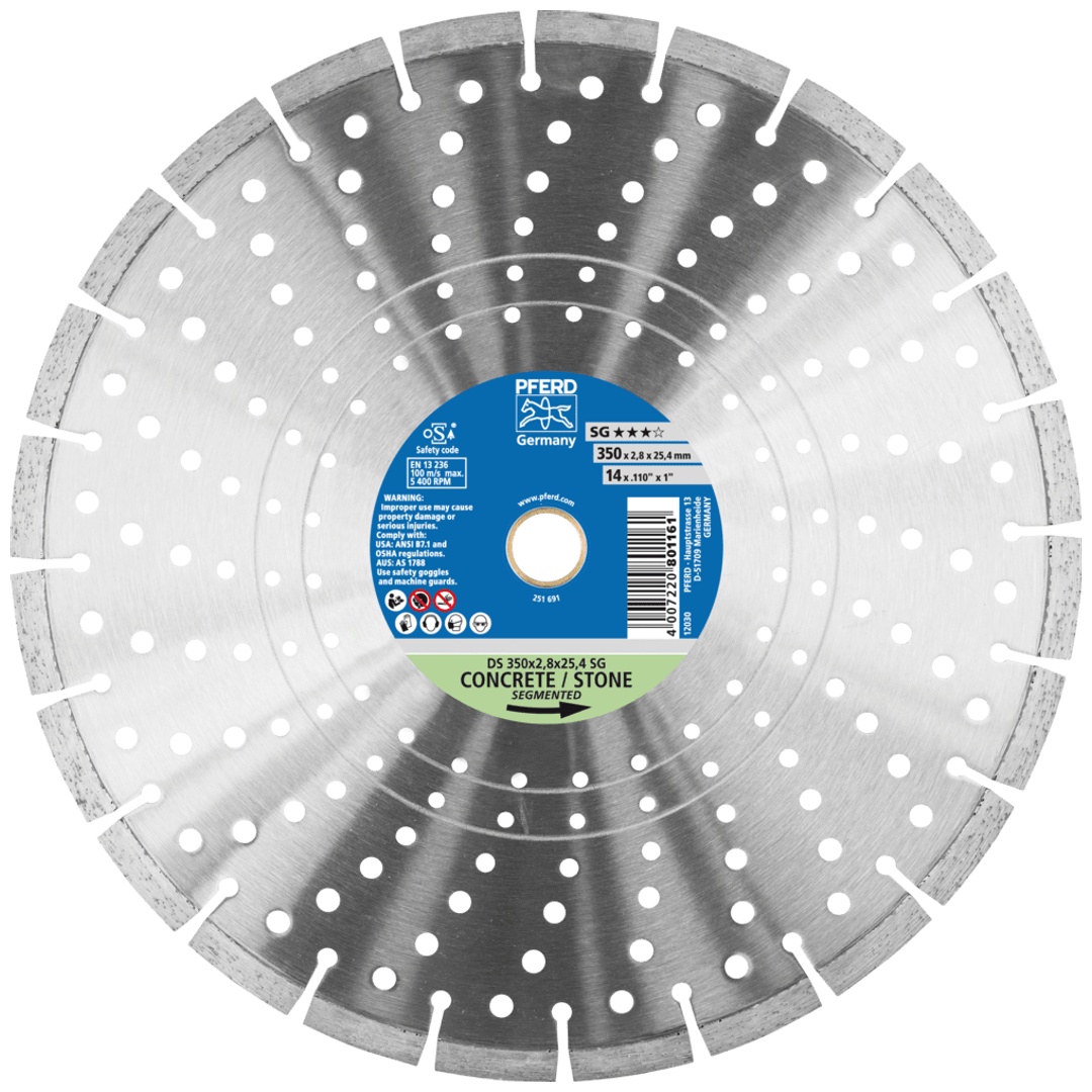 PFERD TOOLS Diamant-Trennscheibe DS 350x2,8x25,4 mm SG für schnelles Trennen von Stein und Beton