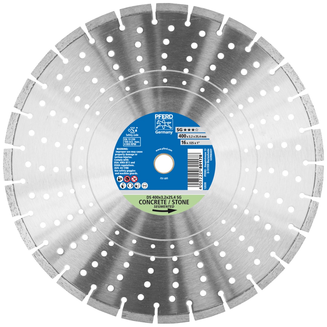 PFERD TOOLS Diamant-Trennscheibe DS 400x3,2x25,4 mm SG für schnelles Trennen von Stein und Beton
