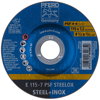 PFERD Schruppscheibe E 115x7,2x22,23 mm Universallinie PSF STEELOX für Stahl/Edelstahl