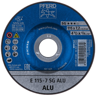 PFERD Schruppscheibe E 115x7,2x22,23 mm Leistungslinie SG ALU für Alu