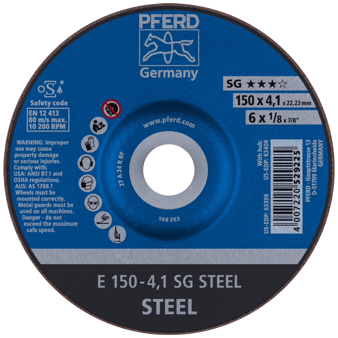 PFERD TOOLS Schruppscheibe E 150x4,1x22,23 mm Leistungslinie SG STEEL für Stahl