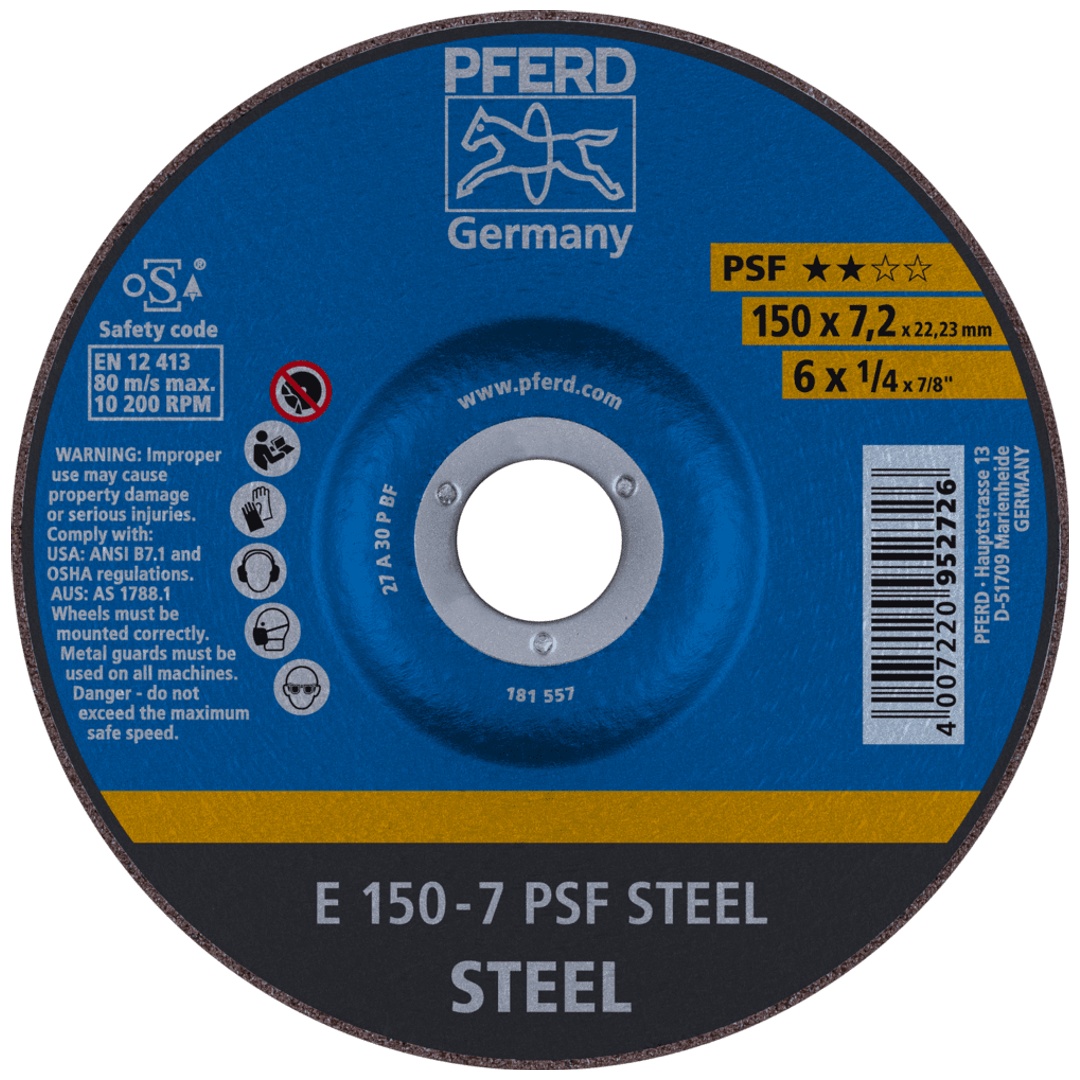 PFERD TOOLS Schruppscheibe E 150x7,2x22,23 mm Universallinie PSF STEEL für Stahl