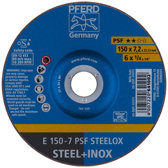 PFERD Schruppscheibe E 150x7,2x22,23 mm Universallinie PSF STEELOX für Stahl/Edelstahl