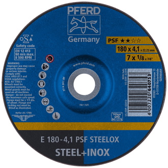 PFERD Schruppscheibe E 180x4,1x22,23 mm Universallinie PSF STEELOX für Stahl/Edelstahl